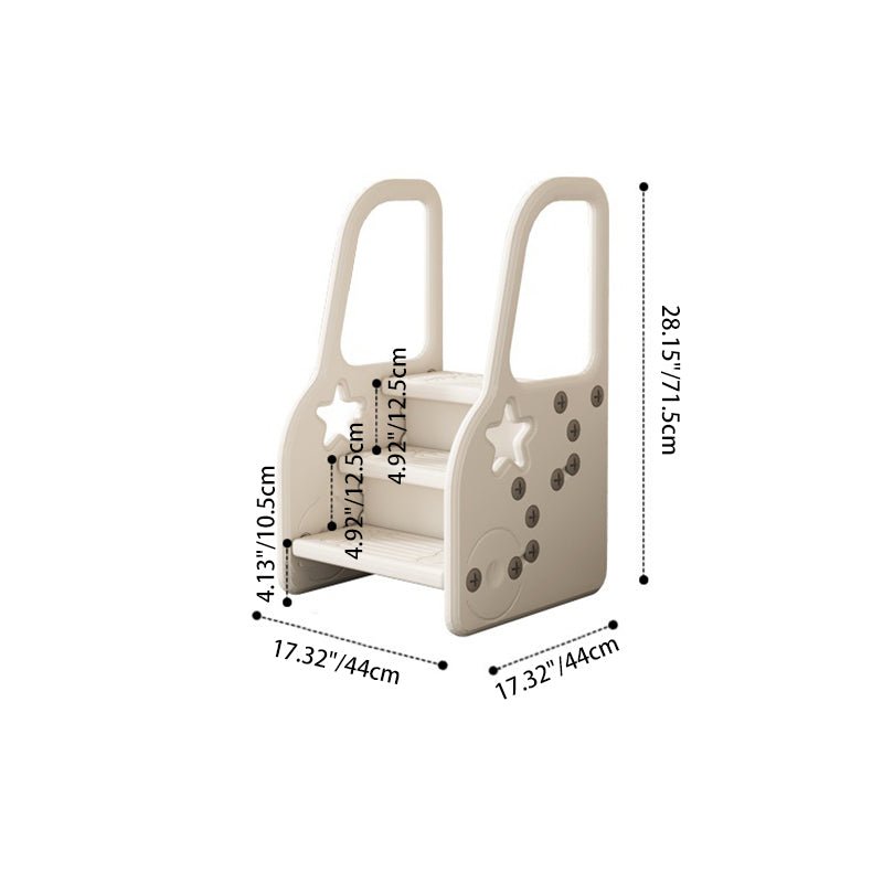 Contemporary Scandinavian High Density Polyethylene Kids Step Stool 2/3-Step For Living Room Cuvalon