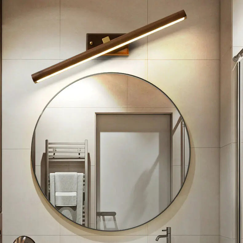Nordic Minimalist Beechwood Copper Cylinder LED Bathroom Vanity Mirror Front Wall Sconce Lamp For Living Room & Bathroom Cuvalon