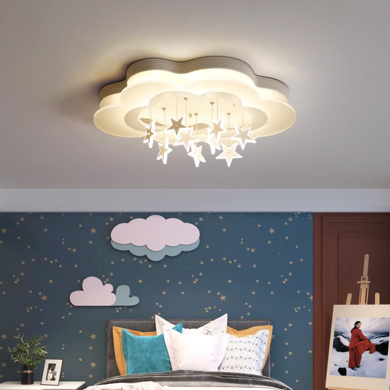 Contemporary Nordic Star Decor Cloud Acrylic Shade LED Kids Flush Mount Ceiling Light For Bedroom Cuvalon