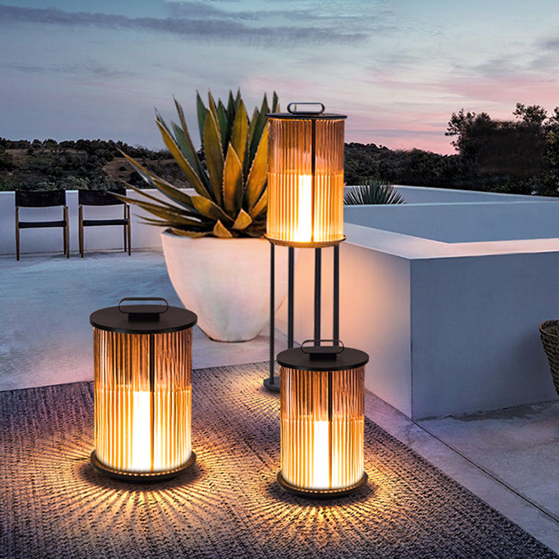 Modern Simplicity Cylinder Glass Stainless Steel 1-Light Landscape Light For Outdoor Patio Cuvalon