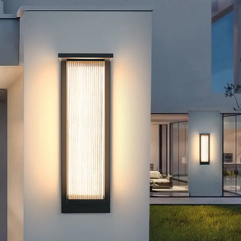 Modern Minimalist Solar Waterproof Rectangular Stainless Steel Acrylic LED Outdoor Wall Sconce Lamp For Outdoor Patio Cuvalon