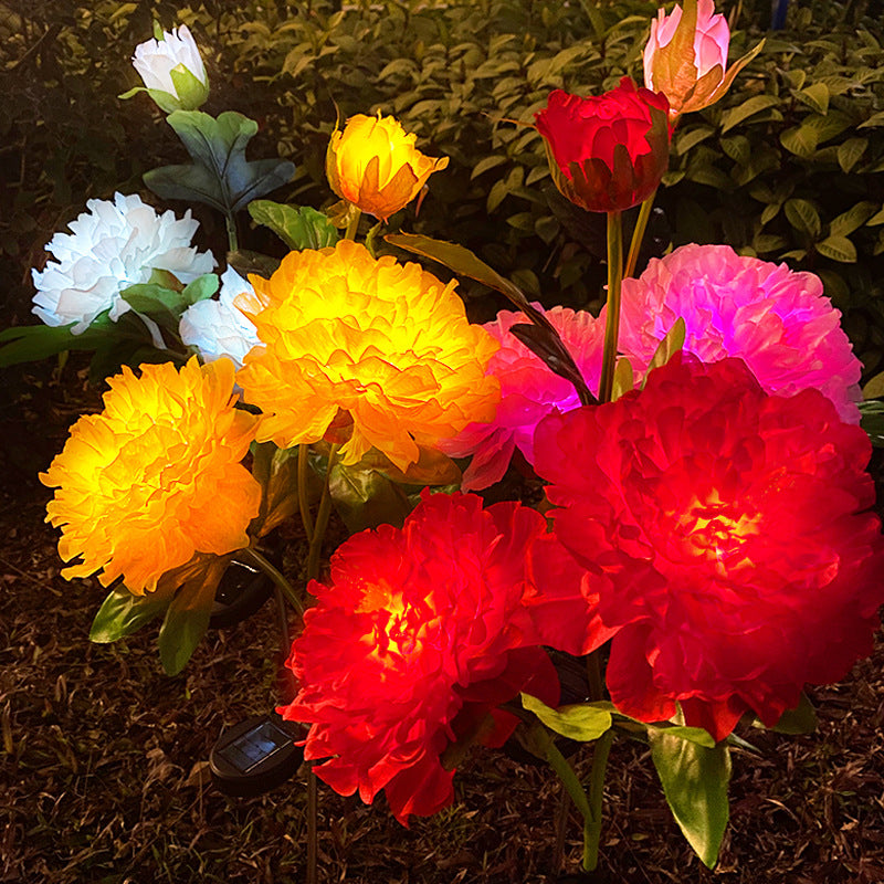 Contemporary Creative Solar Peony Flower LED Waterproof Lawn Landscape Insert Light For Outdoor Patio Cuvalon