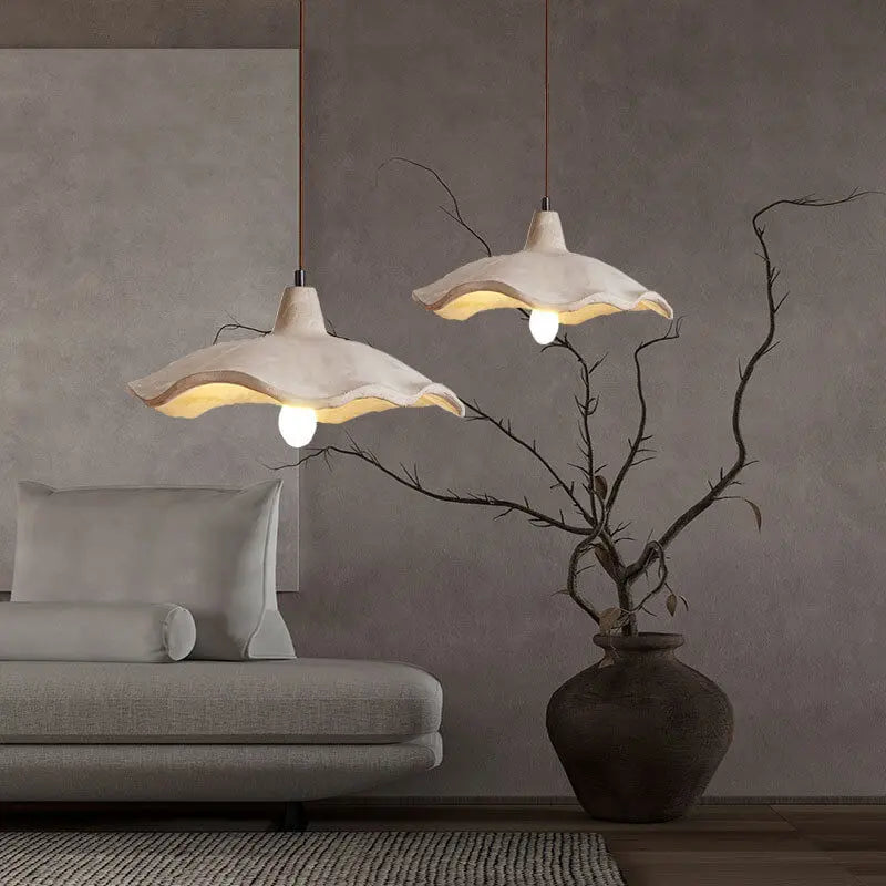 Japanese Vintage Flower Shape Lampshade Cement 1/2/3-Light Island Light Chandelier Cuvalon