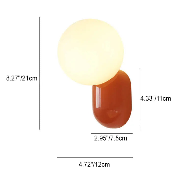Macaron Cream Style Resin Glass Ball 1-Light Wall Sconce Lamp Cuvalon