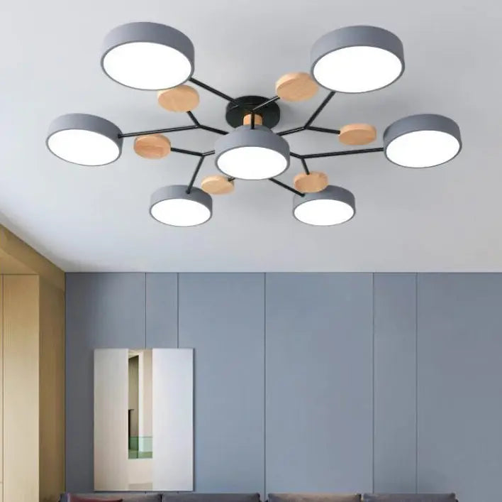 Contemporary Scandinavian Round Molecule Branch Design LED Semi-Flush Mount Ceiling Light For Living Room Cuvalon