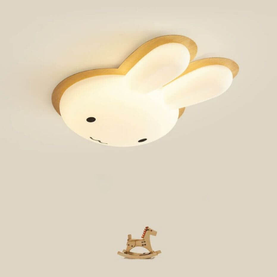 Modern Funny Bunny Kids Iron Acrylic LED Flush Mount Light Cuvalon