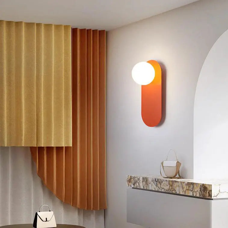 Nordic Minimalist Glass Orange Ring Base 1-Light Wall Sconce Lamp Cuvalon