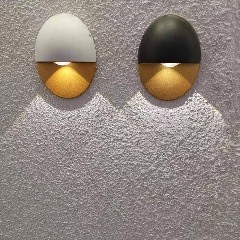 Modern Minimalist Oval Shape Aluminum Outdoor Waterproof LED Wall Sconce Lamp Cuvalon