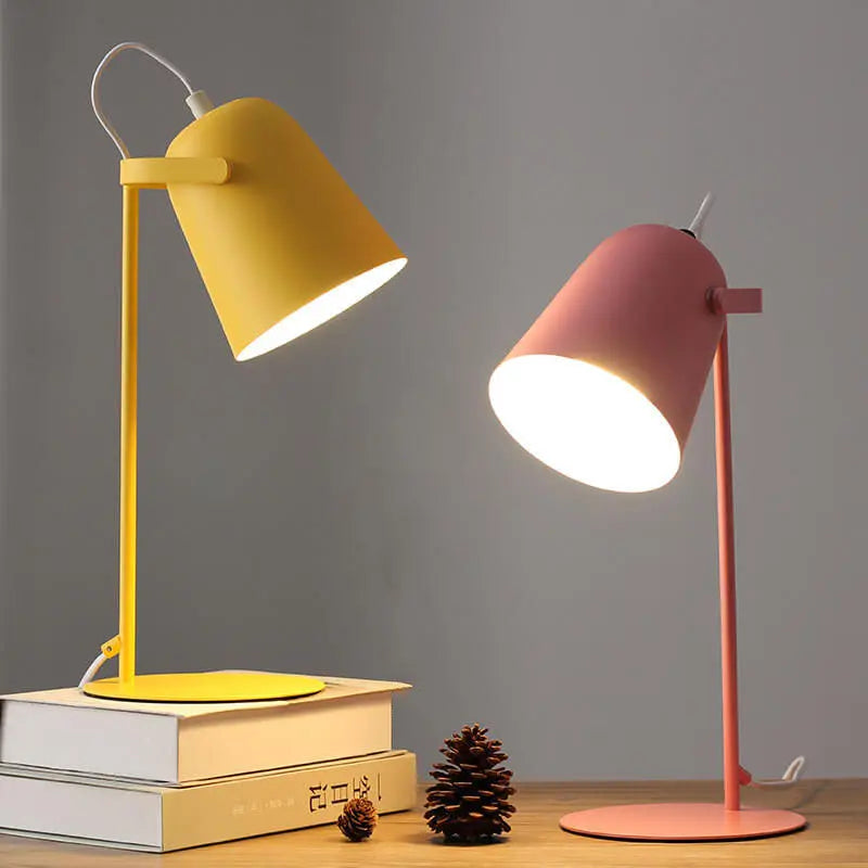 Nordic Macaron Color Creative Iron Bucket Design 1-Light Table Lamp Cuvalon