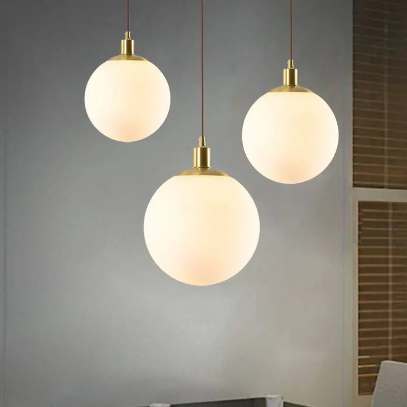 Nordic Minimalist White Orb 1-Light Pendant Light Cuvalon