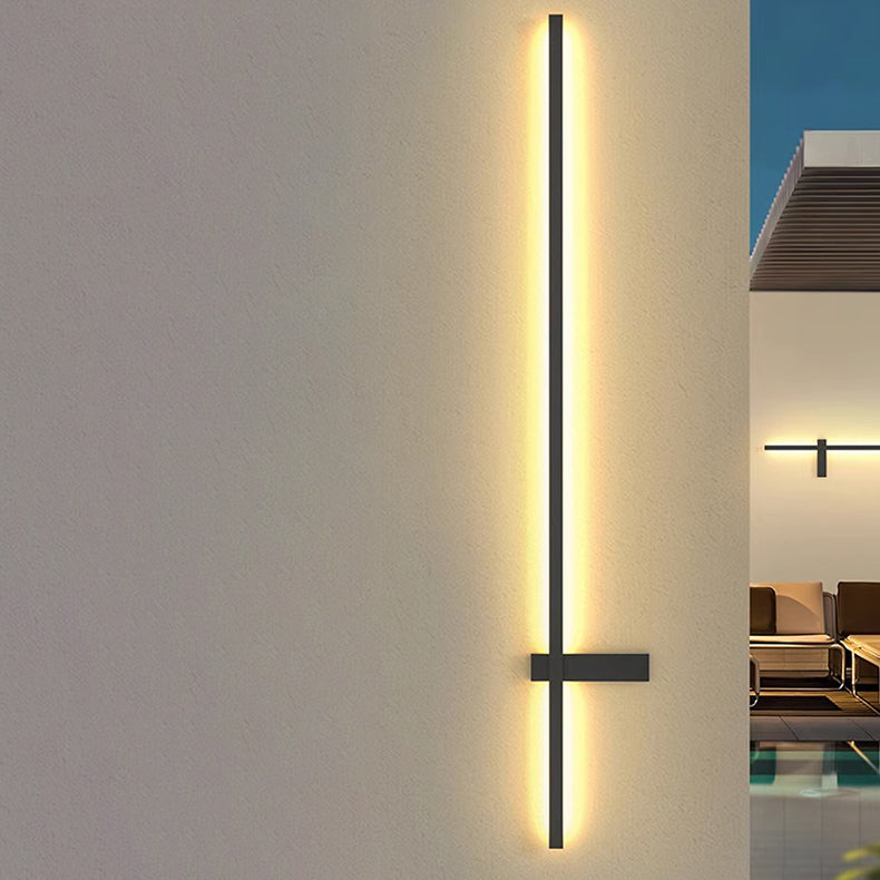 Modern Minimalist Waterproof One Word Long Iron Acrylic LED Outdoor Wall Sconce Lamp For Garden Cuvalon