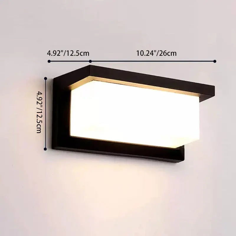 Modern Rectangular LED Sensor Outdoor Waterproof Wall Sconce Lamp Cuvalon