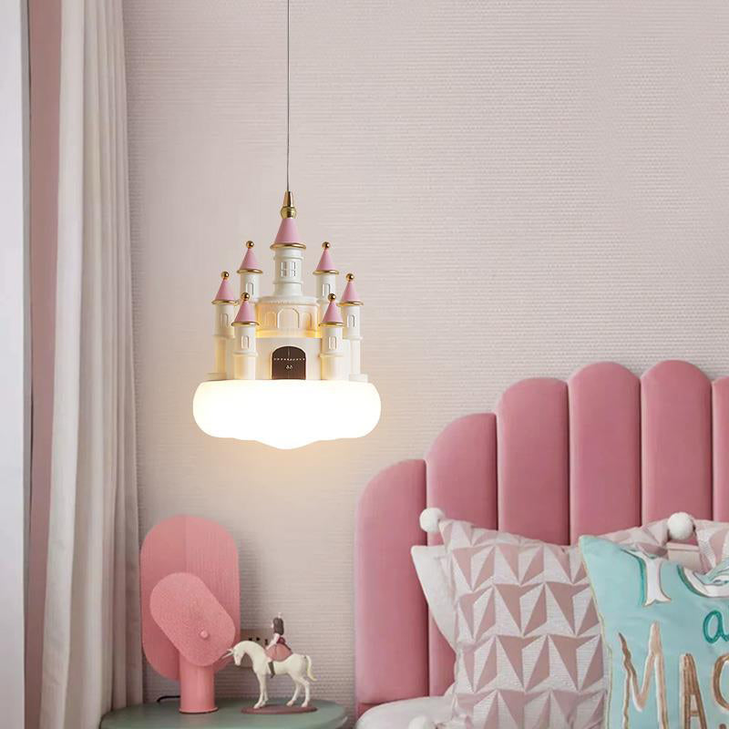 Contemporary Nordic Kids Resin PVC PE Castle 1-Light Pendant Light For Bedroom Cuvalon