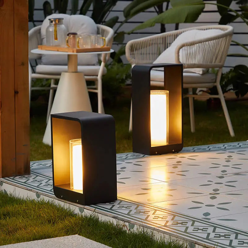 Modern Minimalist Square Frame Stainless Steel Acrylic LED Waterproof Lawn Landscape Light For Outdoor Patio Cuvalon