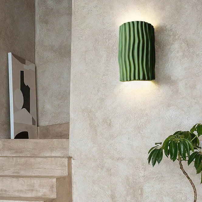 Nordic Creative Resin Striped Half Cylinder 2-Light Wall Sconce Lamp Cuvalon