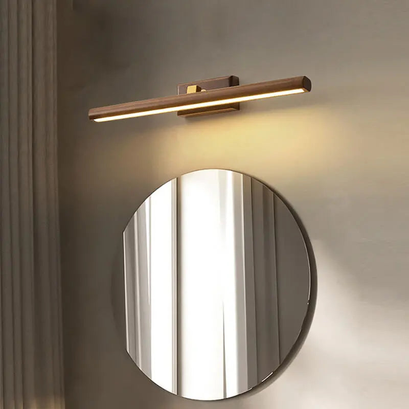 Nordic Minimalist Beechwood Copper Cylinder LED Bathroom Vanity Mirror Front Wall Sconce Lamp For Living Room & Bathroom Cuvalon