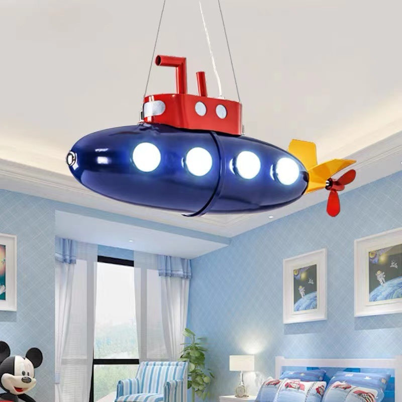 Contemporary Creative Cartoon Submarine Iron LED Kids Chandelier For Bedroom Cuvalon