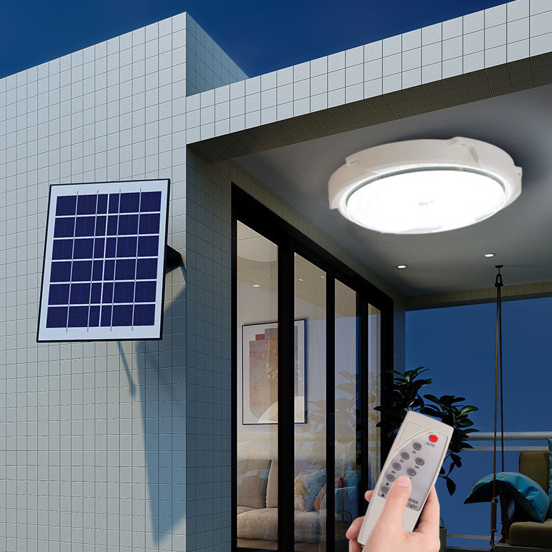 Modern Round Solar LED Remote Control Outdoor Indoor Flush Mount Lighting Cuvalon