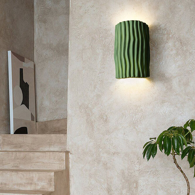 Nordic Creative Resin Striped Half Cylinder 2-Light Wall Sconce Lamp Cuvalon