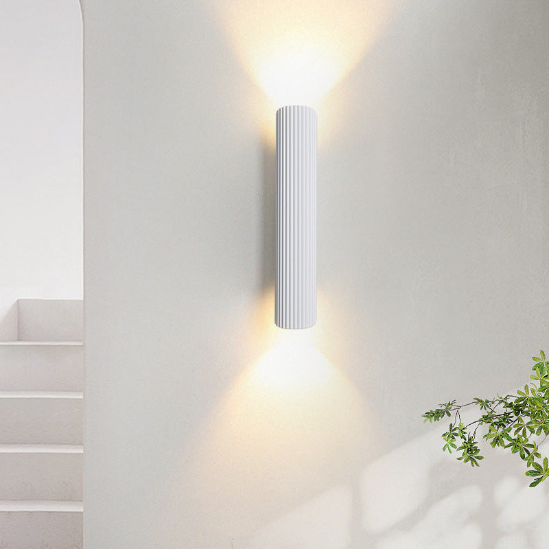 Modern Minimalist Cylinder Stripe Iron Aluminum LED Wall Sconce Lamp For Bedroom Cuvalon