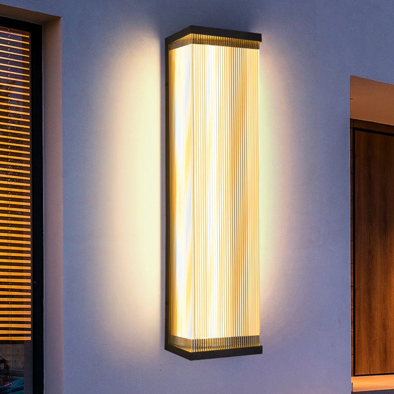 Modern Minimalist Waterproof Rectangular Stainless Steel Acrylic LED Outdoor Wall Sconce Lamp For Outdoor Patio Cuvalon