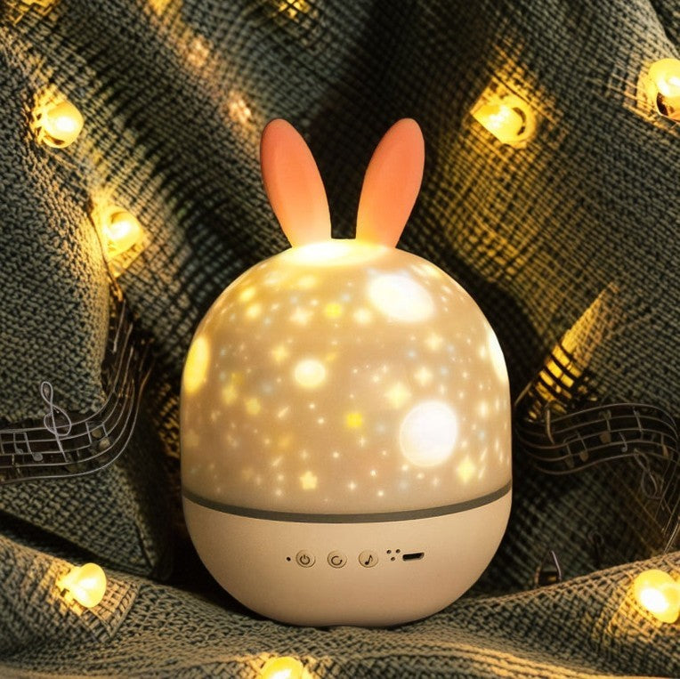 Contemporary Creative Kids Projectable Round Rabbit Deer ABS LED Table Lamp For Bedroom Cuvalon