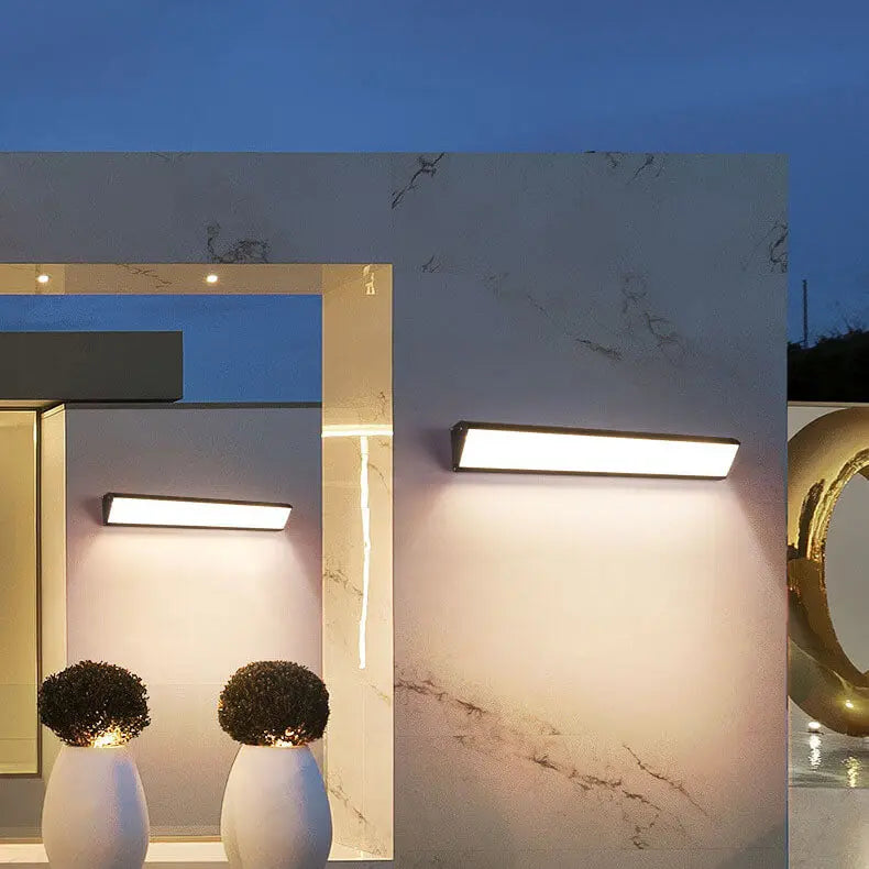 Modern Minimalist Aluminum Acrylic Waterproof Long Outdoor Indoor LED Wall Sconce Lamp Cuvalon