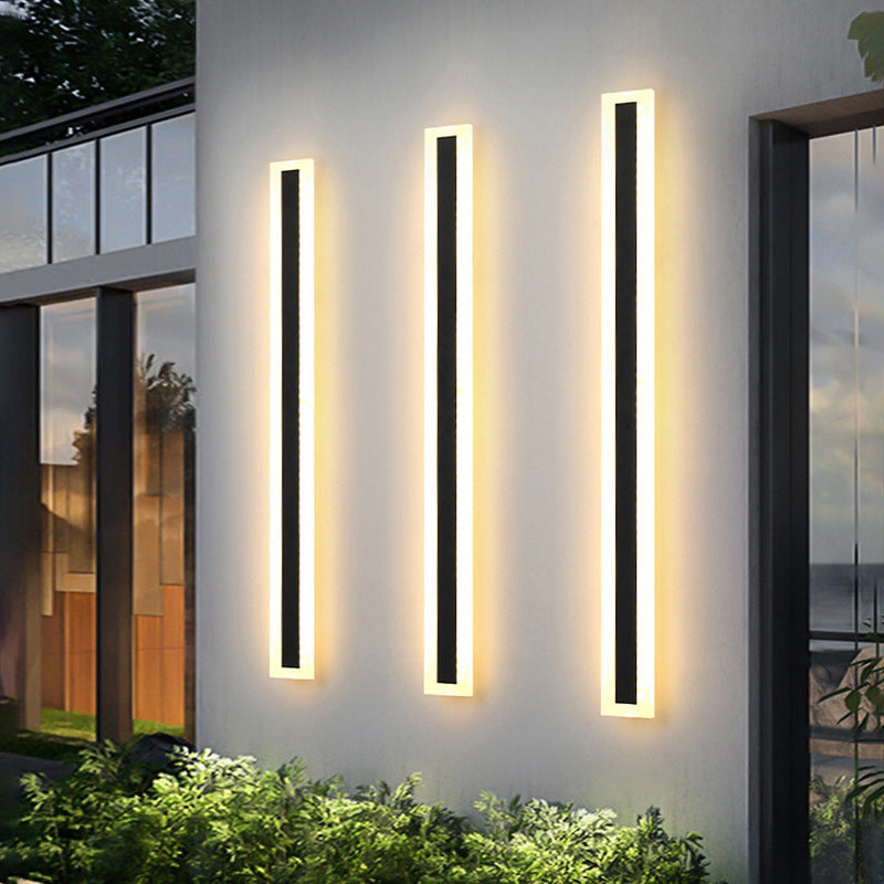 Modern Minimalist Long Rectangular Aluminum Acrylic LED Wall Sconce Lamp For Garden Cuvalon