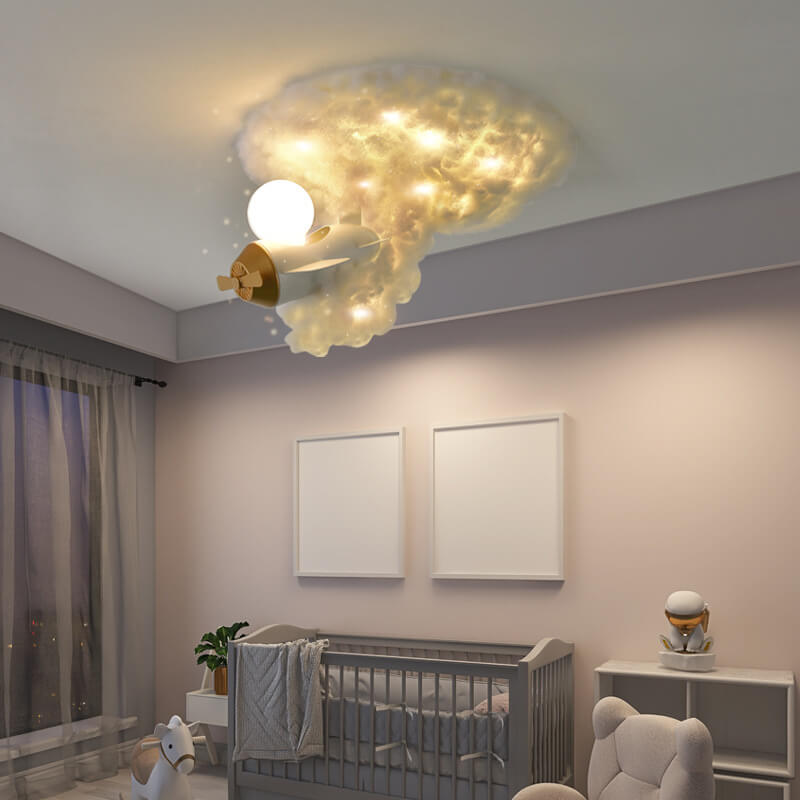 Modern Creative Spray Airplane Cotton 1/3/5-Light Kids Flush Mount Ceiling Light Cuvalon