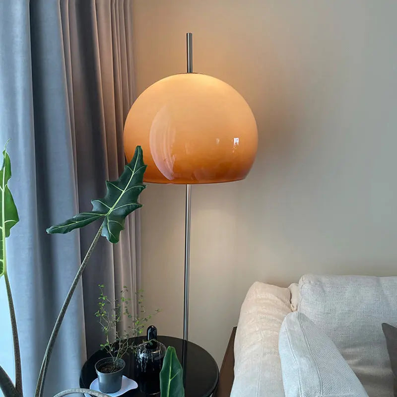 Contemporary Retro Mushroom Hardware Glass 2-Light Standing Floor Lamp For Living Room Cuvalon