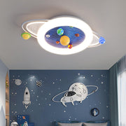 Modern Minimalist Children Round Planet Iron Resin Acrylic LED Flush Mount Ceiling Light For Bedroom Cuvalon