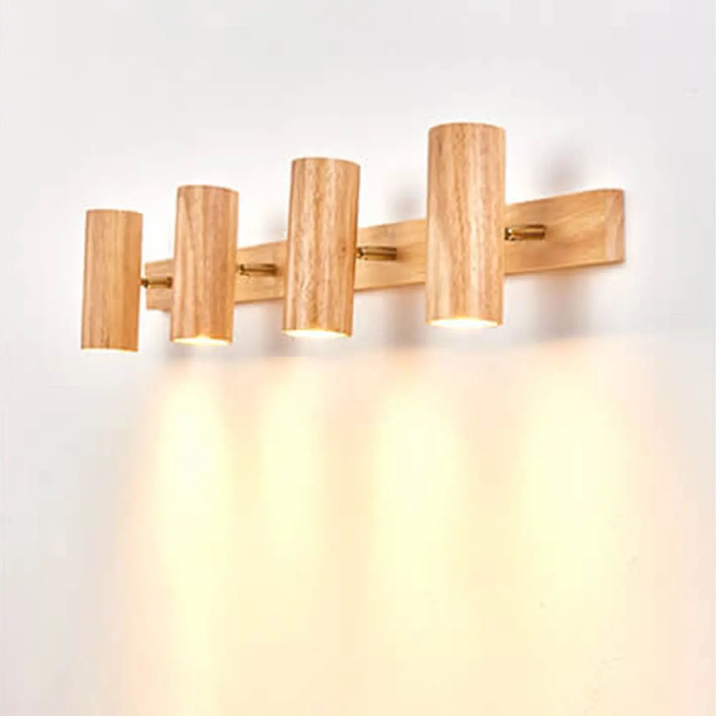 Modern Minimalist Wood Track Spotlight 1/2/3 Light Wall Sconce Lamp Cuvalon