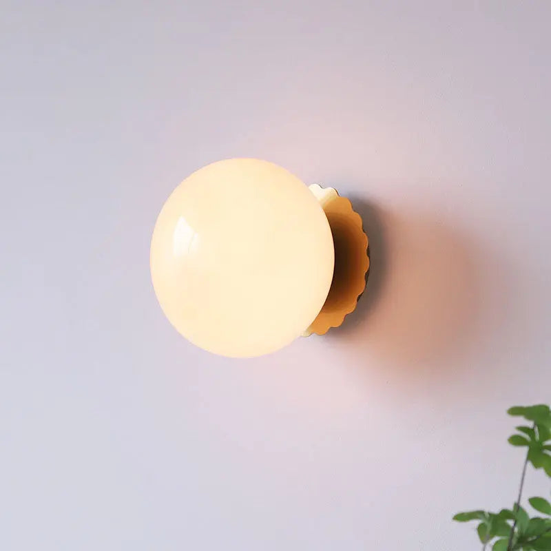 Modern Vintage Minimalist Iron Glass Round Head 1-Light Wall Sconce Lamp Cuvalon