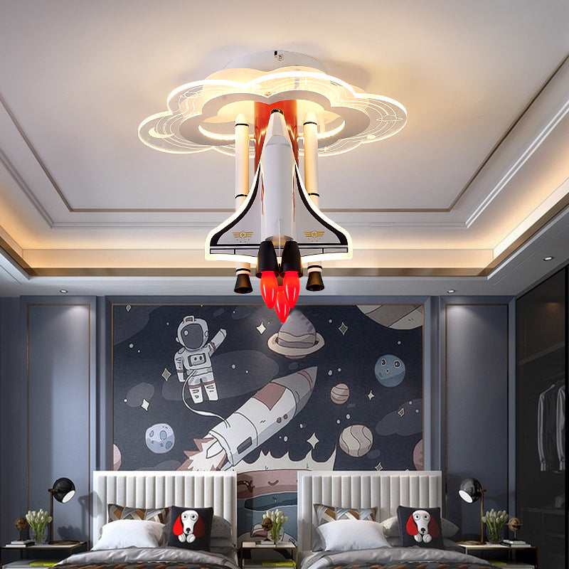 Contemporary Creative Iron Cartoon Aerospace Rocket Acrylic LED Kids Flush Mount Ceiling Light For Living Room Cuvalon