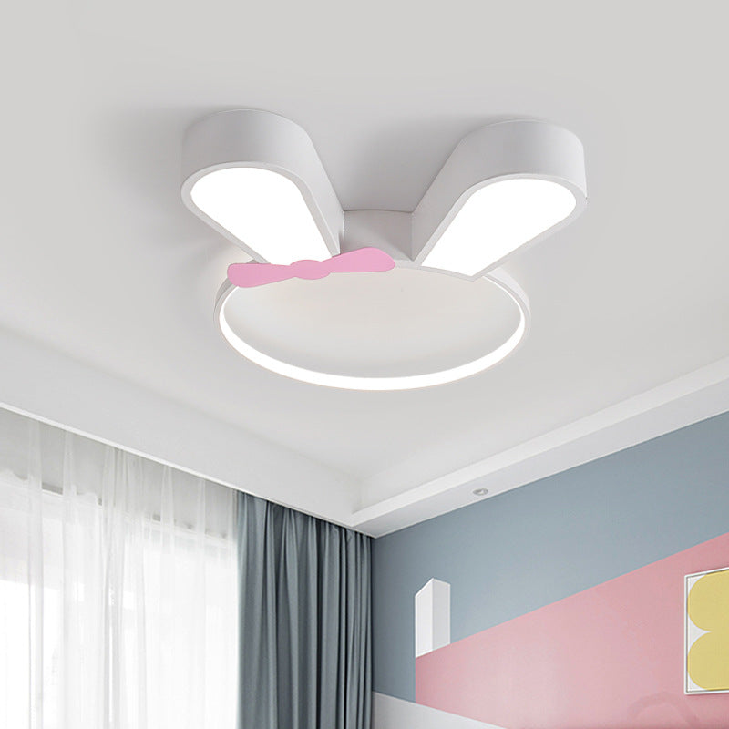 Contemporary Creative Kids Rabbit Iron Acrylic LED Flush Mount Ceiling Light For Bedroom Cuvalon