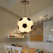 Cartoon Creative Soccer Glass Iron 1-Light Kids Pendant Light Cuvalon