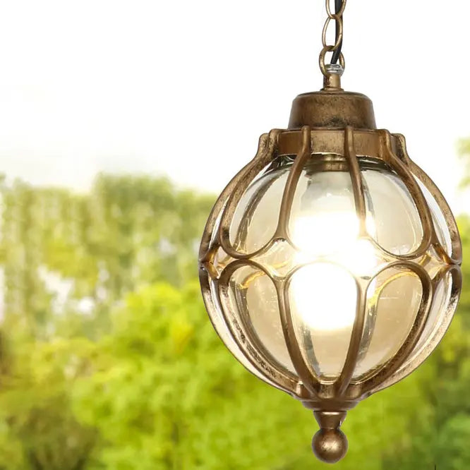 Traditional European Waterproof Aluminum Iron Glass Ball 1-Light Pendant Light For Outdoor Patio Cuvalon