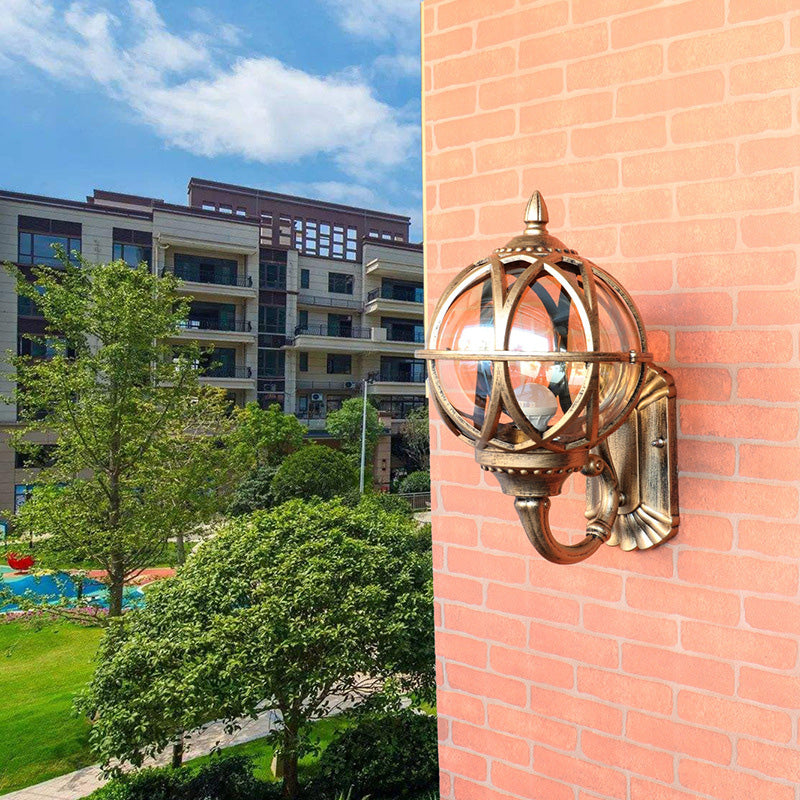 Traditional European Waterproof Ball Aluminium Glass 1-Light Wall Sconce Lamp For Outdoor Patio Cuvalon