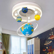 Contemporary Creative Kids Round Orb Globe Hardware Acrylic LED Flush Mount Ceiling Light For Bedroom Cuvalon