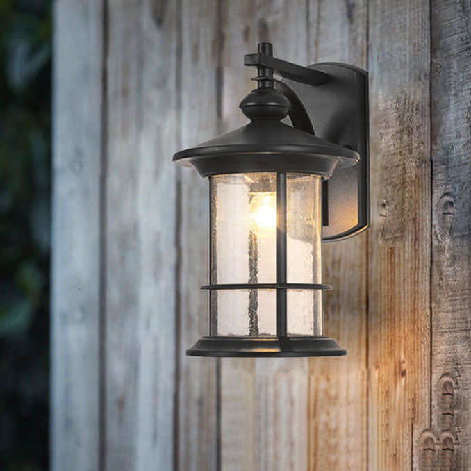 Industrial Vintage Bubble Glass Column 1-Light Outdoor Waterproof Wall Sconce Lamp Cuvalon