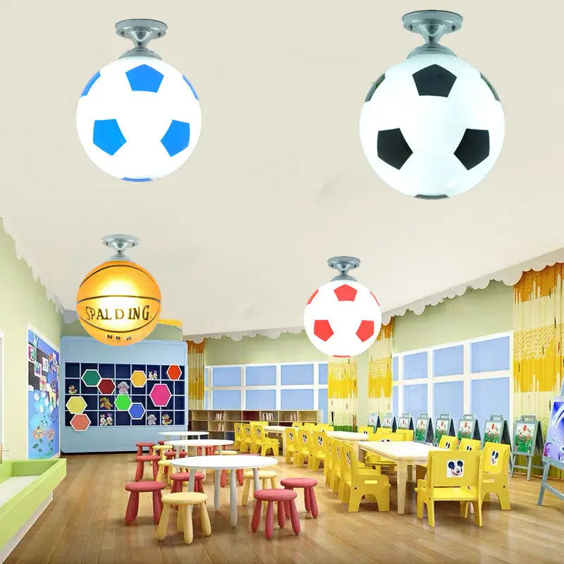 Creative Basketball Soccer Glass 1-Light Semi-Flush Mount Ceiling Light Cuvalon