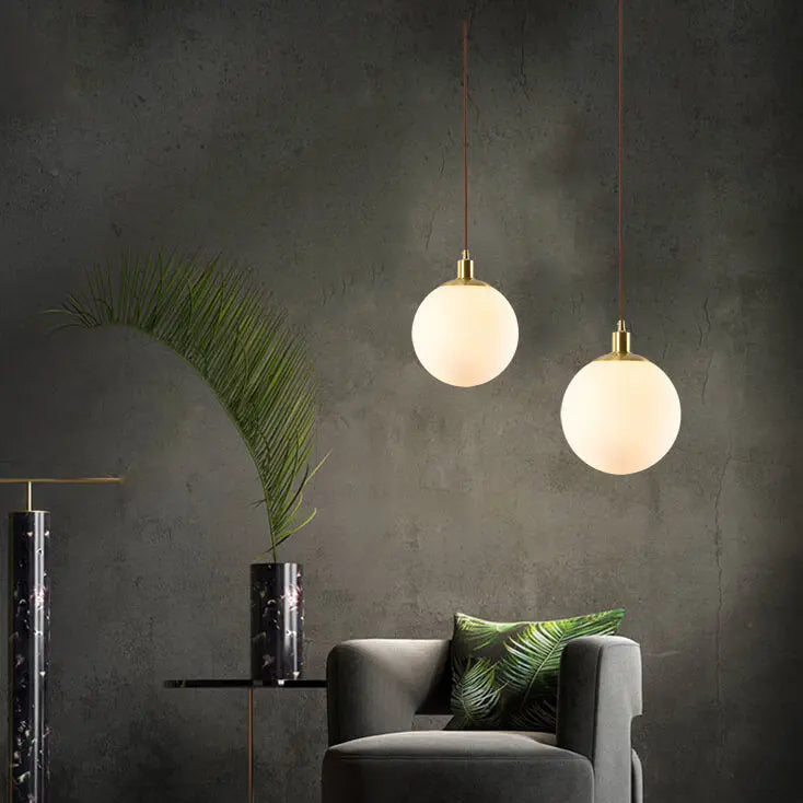 Nordic Minimalist White Orb 1-Light Pendant Light Cuvalon
