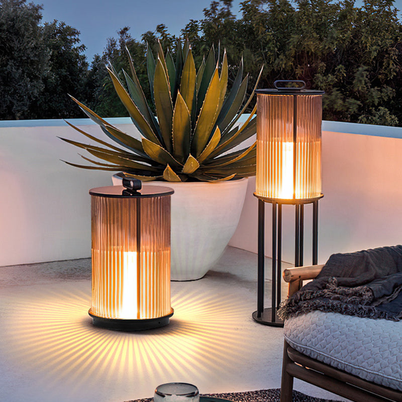 Modern Simplicity Cylinder Glass Stainless Steel 1-Light Landscape Light For Outdoor Patio Cuvalon