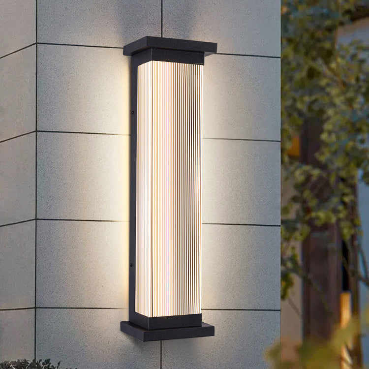 Modern Minimalist Waterproof Striped Rectangle Stainless Steel Acrylic Wall Sconce Lamp For Outdoor Patio Cuvalon