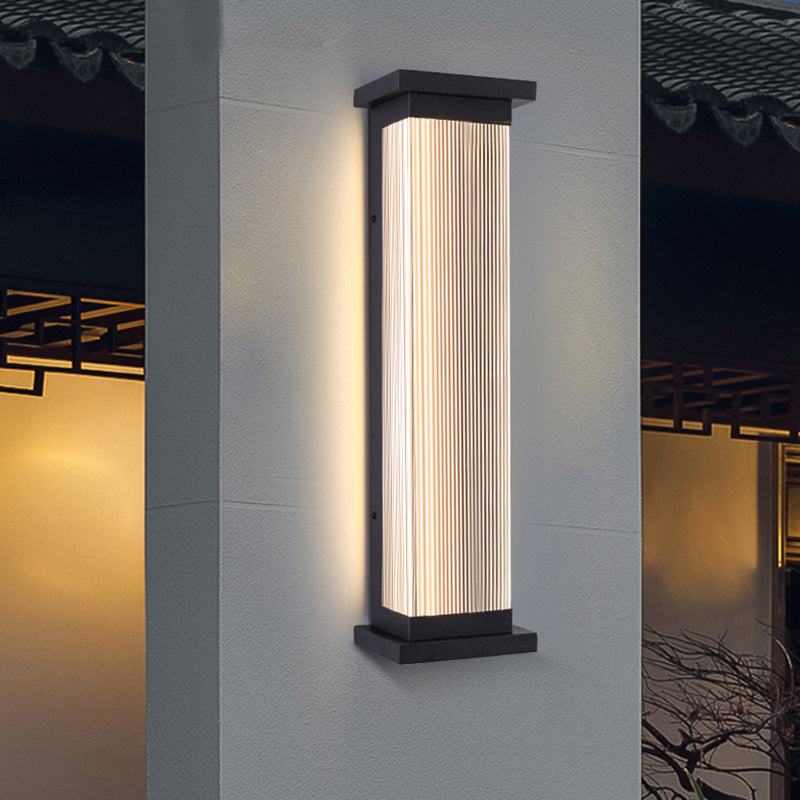 Modern Minimalist Waterproof Striped Rectangle Stainless Steel Acrylic Wall Sconce Lamp For Outdoor Patio Cuvalon