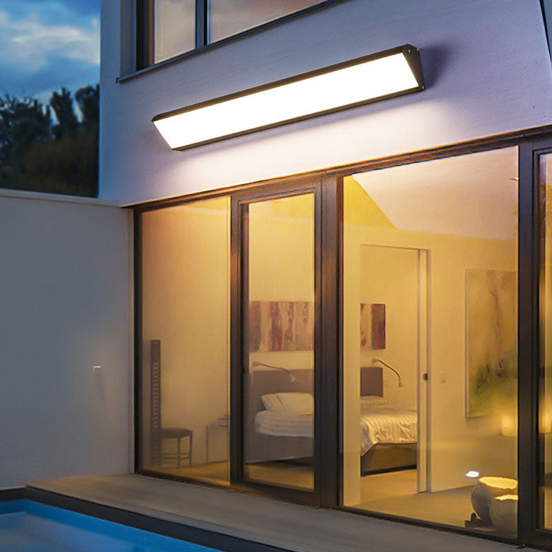 Contemporary Industrial Rectangular Aluminum PC Waterproof LED Wall Sconce Lamp For Outdoor Patio Cuvalon
