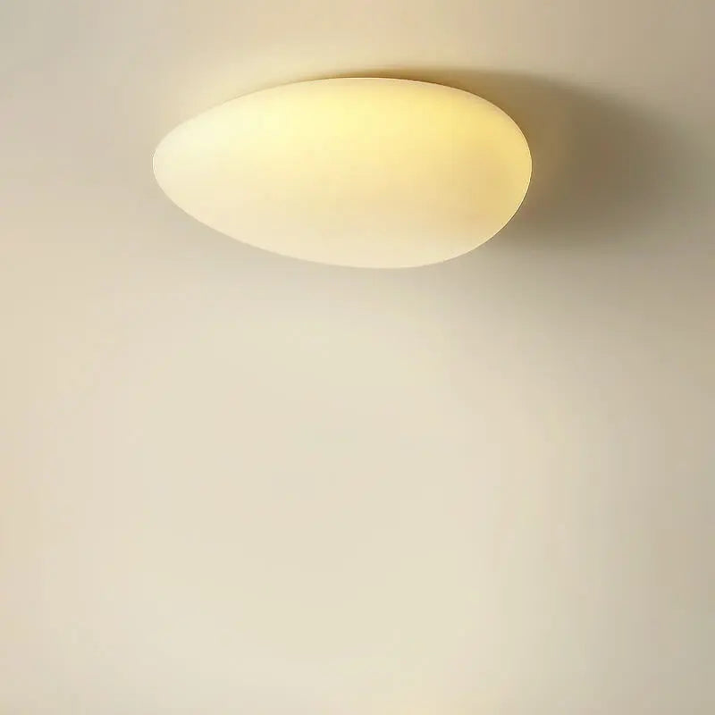 Nordic Minimalist Cobblestone PE Lampshade LED Flush Mount Ceiling Light Cuvalon
