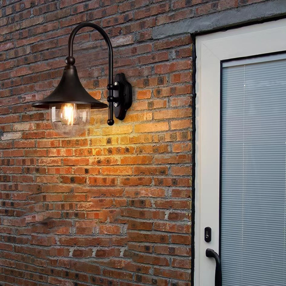 Contemporary Industrial Aluminum Horn Shape 1-Light Wall Sconce Lamp For Outdoor Patio Cuvalon