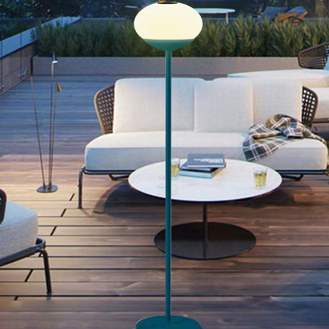 Solar Modern Minimalist Wrought Iron PE Oval LED Outdoor Standing Floor Lamp Cuvalon