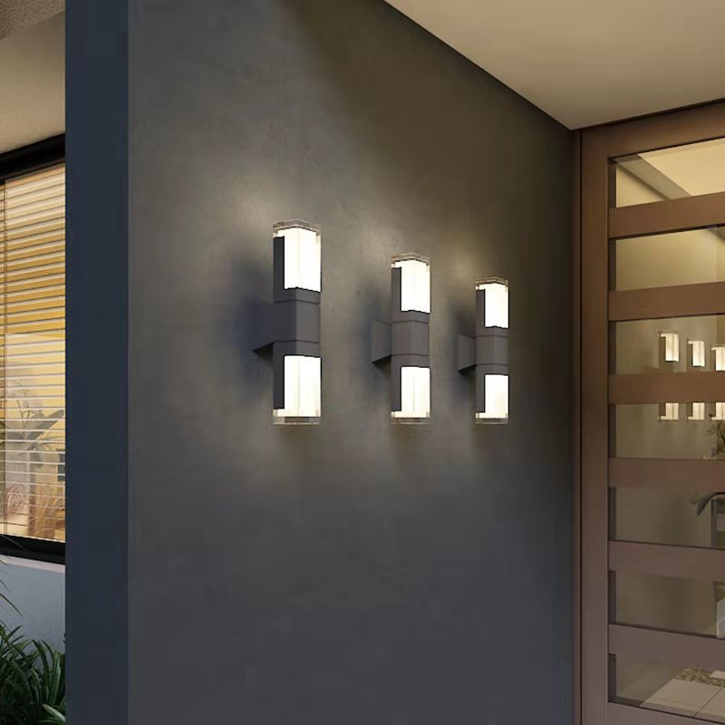 Outdoor Modern Waterproof Rectangular Column LED Wall Sconce Lamp Cuvalon